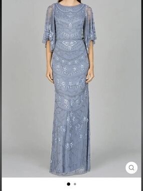 Embellished Slate Blue Evening Gown